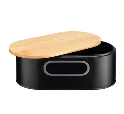 Caja Panera de Hierro Galvanizado con Tapa de Bambú Negro - Image 4