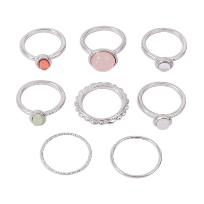 Anillos Articulados de Piedra Colorida con Acabado Metálico para Mujer - Image 2