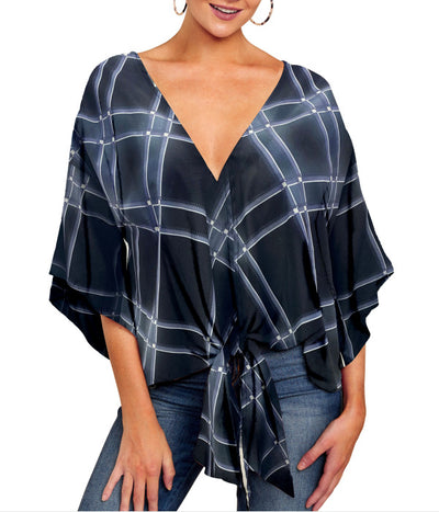Blusa Leopardo Mujer con Nudo Floral y Mangas Murciélago - Oversize Verano - Image 12