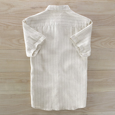 Camisa Manga Corta a Rayas para Hombre - Image 3