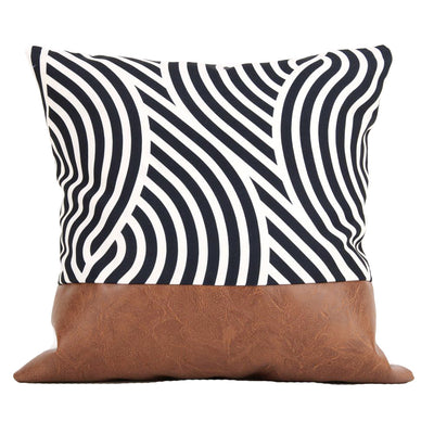 Funda de Almohada Cuero PU Nórdico con Costuras Geométricas - Image 9