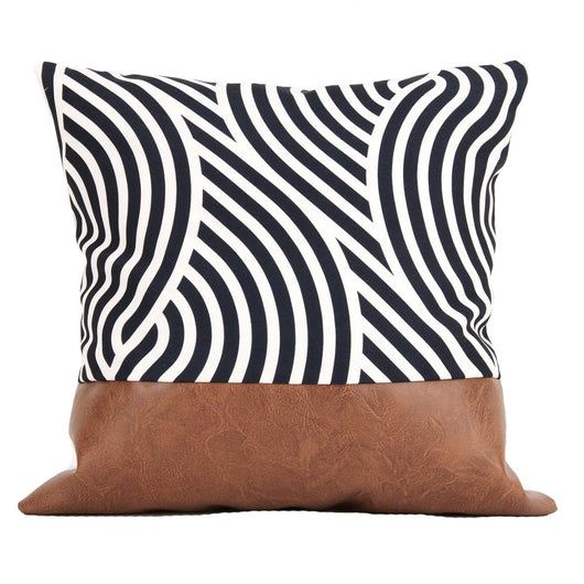 Funda de Almohada Cuero PU Nórdico con Costuras Geométricas - Image 9
