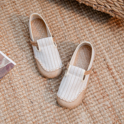 Zapatos de Lino para Mujer con Rayas Artísticas y Combinación de Colores - Image 17
