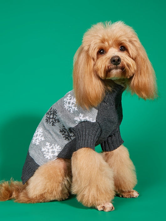 Suéter Navideño para Perros Copo de Nieve Gris Marrón Otoño Invierno - Image 7