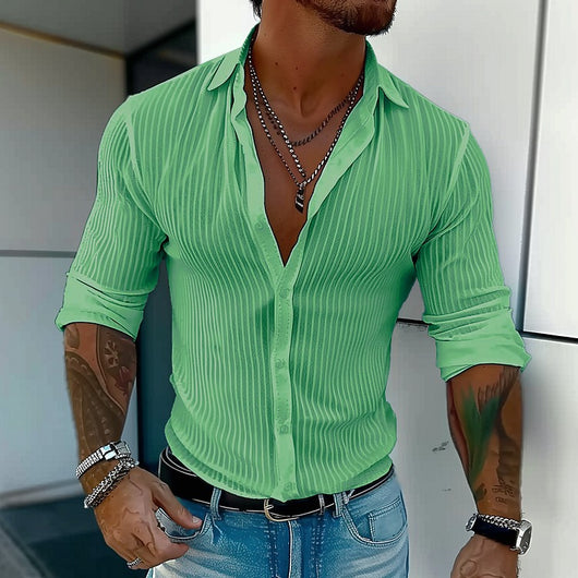 Cardigan Rayado Versátil para Hombre - Manga Larga - Image 4