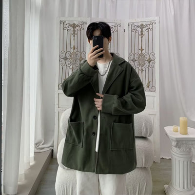 Abrigo de Lana Holgado para Hombre - Otoño e Invierno con Forro de Algodón - Image 14