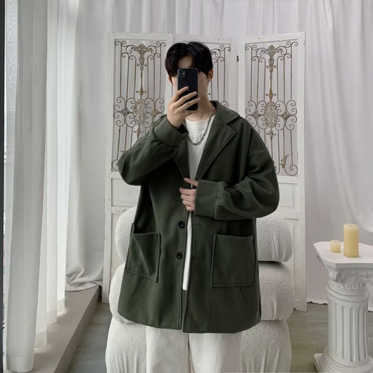 Abrigo de Lana Holgado para Hombre - Otoño e Invierno con Forro de Algodón - Image 14