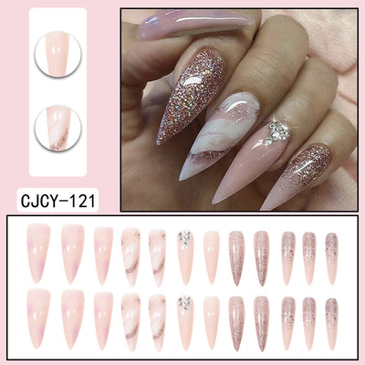 Uñas Postizas Degradado Floral con Efecto Espejo Electroplatado - Image 42