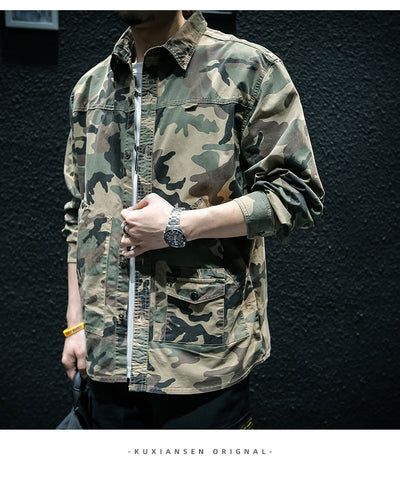 Chaqueta Camisa de Trabajo Camuflaje Manga Larga para Hombre - Image 7
