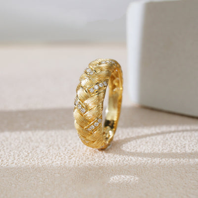 Anillo de Diamante Cepillado Minimalista para Mujer - Image 9