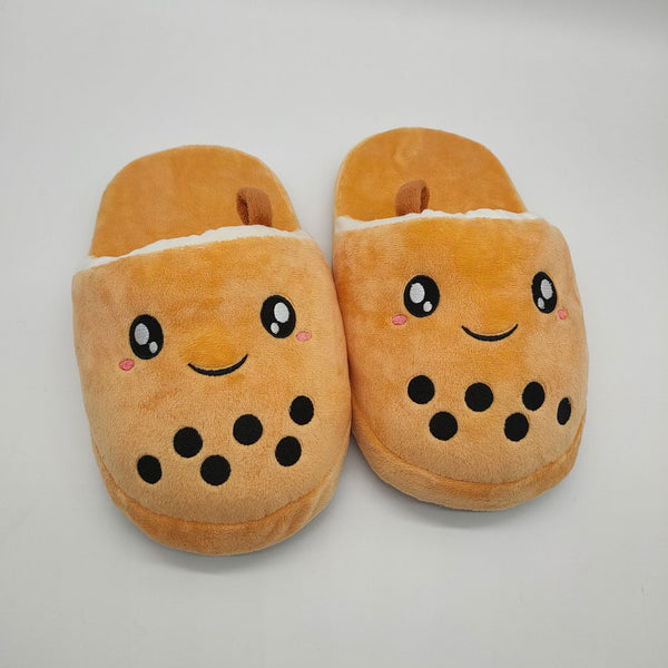 Pantuflas Peluche Té con Leche y Perlas - Diseño Adorable y Divertido
