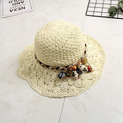Sombrero de Paja Tejido Calado con Ala Ondulada para el Sol - Image 9