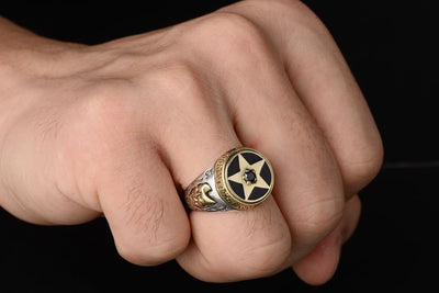 Anillo de Plata Tailandesa con Ágata Negra y Estrella de Cinco Puntas - Image 11