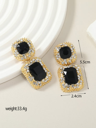 Aretes de Cristal Lujo Geométricos con Gota de Agua - Image 9