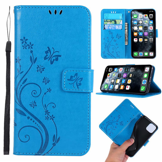 Funda Protectora de Cuero con Mariposas Grabadas - Cartera Abatible para Teléfono - Image 23