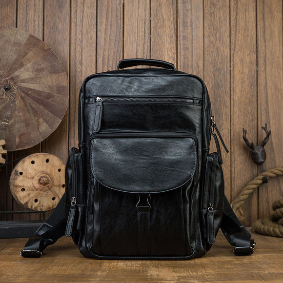 Mochila de Cuero Genuino para Hombre - Gran Capacidad, Diseño Moderno