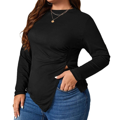 Blusa Asimétrica Ajustada de Cuello Redondo para Mujer - Image 5