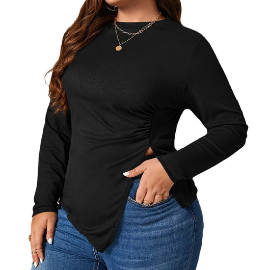 Blusa Asimétrica Ajustada de Cuello Redondo para Mujer - Image 5