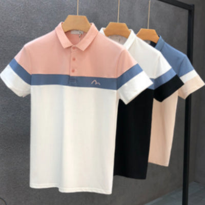 Playera Premium Slim Fit con Cuello Solapa y Contraste de Colores para Hombre