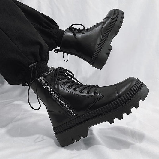 Botas de Cuero para Hombre con Cierre Lateral y Caña Alta - Image 7
