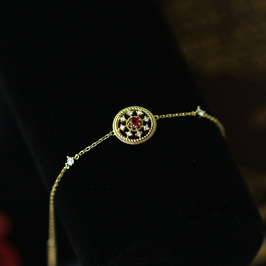 Pulsera de Rubí Natural con Discos Vintage - Image 6
