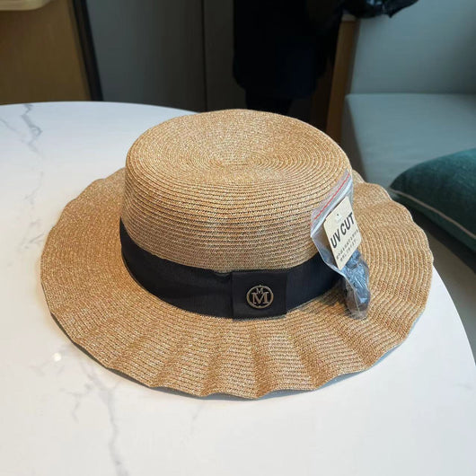 Sombrero de Paja Plegable con Ala Ondulada para Mujer - Image 6