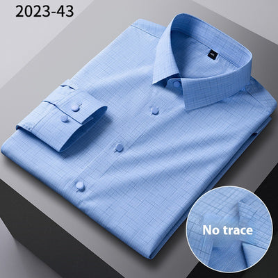 Camisa Manga Larga Rayada de Fibra de Bambú Premium sin Costuras para Hombre - Image 16