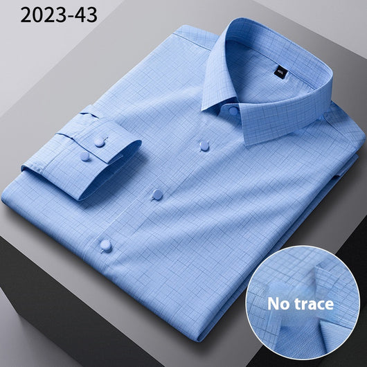Camisa Manga Larga Rayada de Fibra de Bambú Premium sin Costuras para Hombre - Image 16