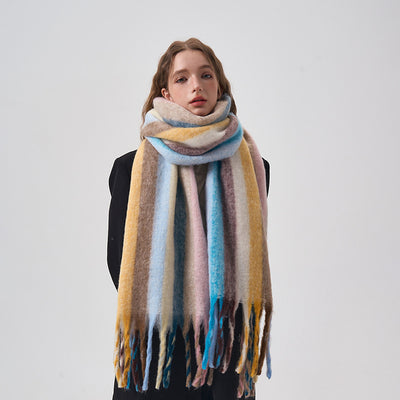 Bufanda de Rayas Multicolor Estilo Coreano para Invierno - Image 5