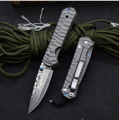 Cuchillo Plegable Táctico Damascus de Acero Inoxidable para Camping y Supervivencia - Image 10