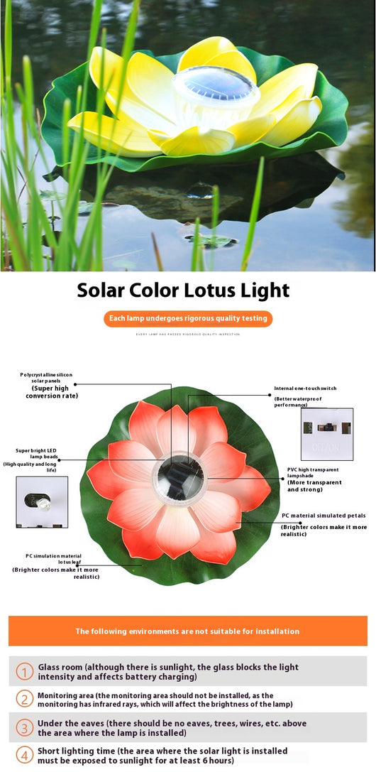 Lámpara Solar Flotante Loto Acuática Impermeable para Estanques - Image 13