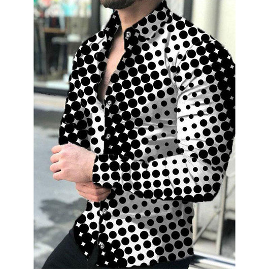 Camisa Casual de Manga Larga con Impresión Digital 3D para Hombre - Image 34