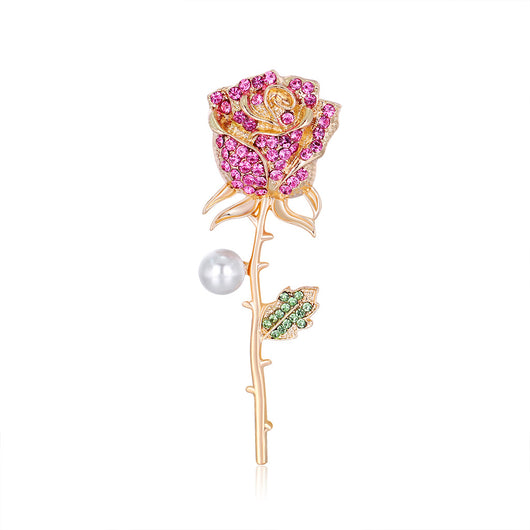 Broche Floral de Aleación con Diamantes y Perlas - Image 8