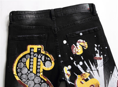 Pantalones Denim Slim Fit con Diseño de Personalidad para Discoteca - Image 14