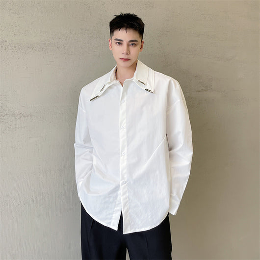 Camisa de Cuello Doble Solapa con Detalles Metálicos de Diseño Premium - Image 7