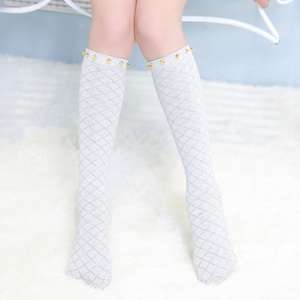 Calcetines de Algodón Peinado con Malla para Niñas