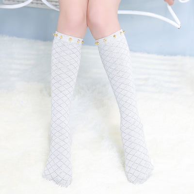 Calcetines de Algodón Peinado con Malla para Niñas