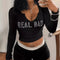 Blusa Crop Top Cuello Redondo Manga Larga para Mujer