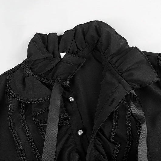 Camisa Plisada Steampunk Victoriana para Hombre con Capas - Image 4