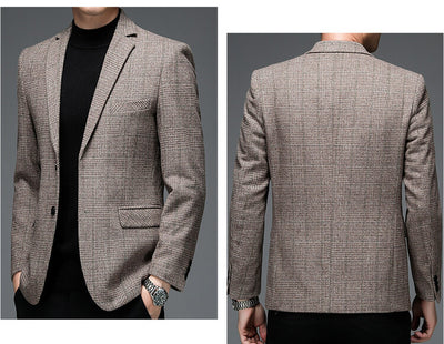 Blazer Cuadros Gris Elegante de Una Botonadura - Image 9