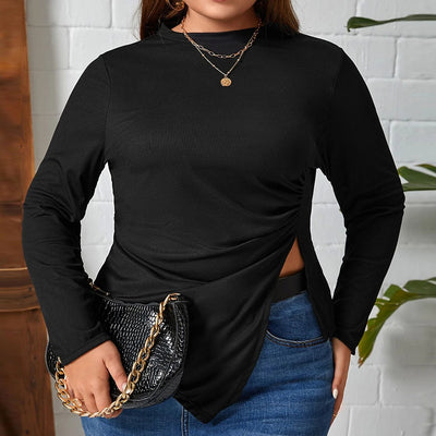 Blusa Asimétrica Ajustada de Cuello Redondo para Mujer - Image 3