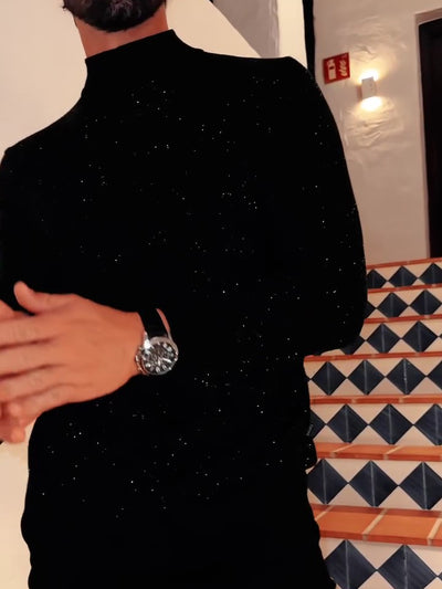 Blusa Elegante para Hombre con Lentejuelas de Manga Larga - Image 6