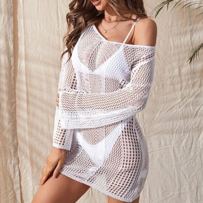 Blusa Bikini Tejida Escotada sin Espalda Manga Larga para Mujer - Image 3