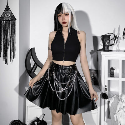Falda de Cuero PU Plisada con Cadenas Punk - Image 16