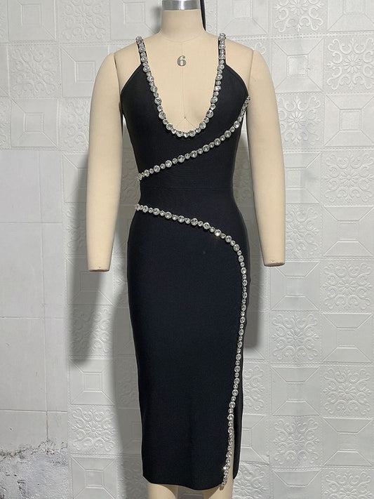 Vestido Bandage con Tirantes de Brillantes Dobles - Image 2