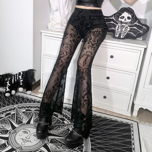 Pantalones Boho Transparentes Acampanados para Mujer - Image 18