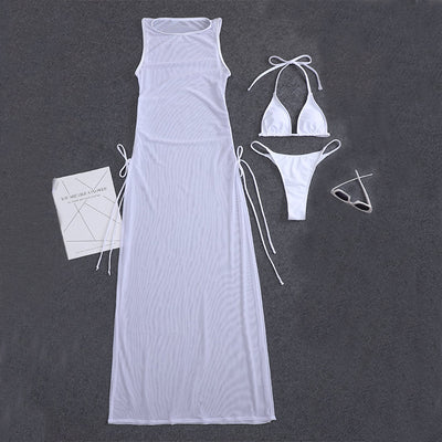 Traje de Baño Dividido de Color Sólido Elegante - Image 11