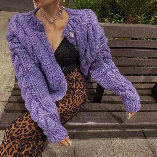 Cardigan de Mohair Tejido a Mano para Mujer - Suéter Holgado y Elegante - Image 2