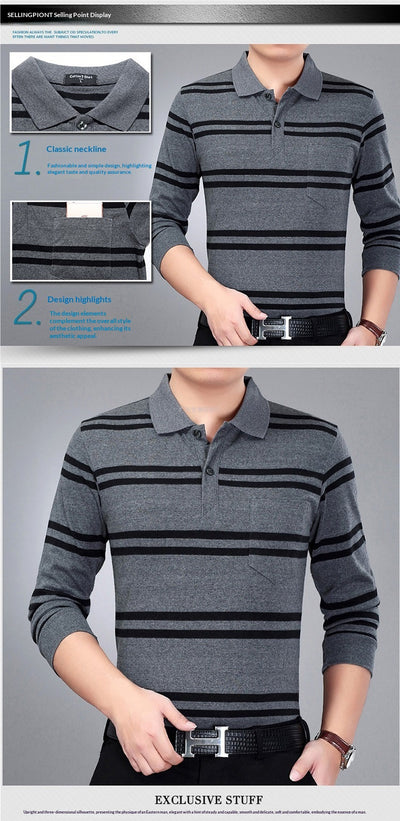 Camisa Manga Larga Clásica para Hombre con Cuello Italiano y Bolsillos Funcionales - Image 12