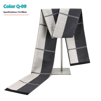 Bufanda Ejecutiva de Cachemira Rayada para Hombre Invierno - Image 14